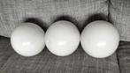 3 vintage witte glazen bollen voor bollamp, Huis en Inrichting, Ophalen of Verzenden, Zo goed als nieuw