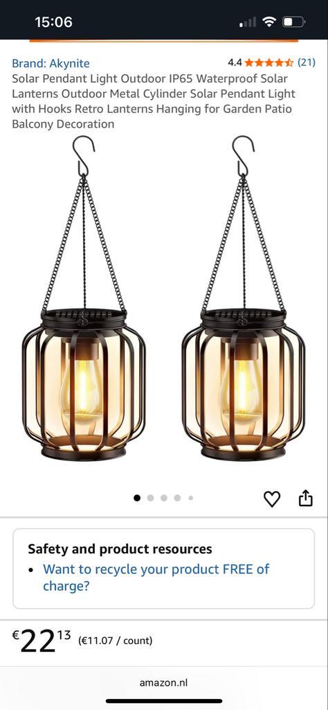 8x Akyinite Solar Hanglamp - Nieuw in doos!, Tuin en Terras, Buitenverlichting, Nieuw, Hanglamp, IJzer, Minder dan 50 watt, Zonne-energie