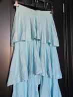 broek met ruches metallic lurex afwerking zilveren glitters, Maat 38/40 (M), Blauw, Ophalen of Verzenden, Zo goed als nieuw