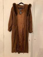 Vintage leren jas/mantel - met bont - maat M, Ophalen of Verzenden, Zo goed als nieuw, Zwart