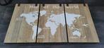Map of the world 3-luik schilderij van hout, Ophalen, Zo goed als nieuw, 75 cm of meer