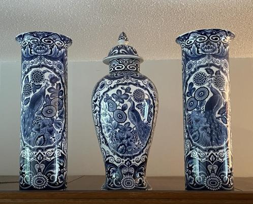 Delfts blauw antiek Maastricht Holland pot en vazen set 3 st, Antiek en Kunst, Antiek | Vazen, Ophalen of Verzenden