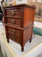 Antieke miniatuur mahoniehouten sieraden kastje, Ophalen of Verzenden