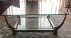 Salontafel messing met glas 105 cm Art Deco stijl, Huis en Inrichting, Ophalen, Vierkant, Zo goed als nieuw, Glas
