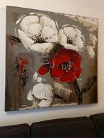 Schilderij rode en witte bloemen 100x100, Ophalen