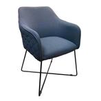 Set van 6x blauwe stoffen eetkamerstoel, model Luca, Ophalen, Blauw, Nieuw, Metaal