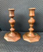 Kandelaar antieke 18e eeuwse rood koperen bronzen kandelaars, Ophalen of Verzenden