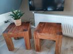 Teakhouten bijzettafeltjes 40x40x40cm, Huis en Inrichting, Tafels | Bijzettafels, Minder dan 55 cm, Gebruikt, Vierkant, Hout