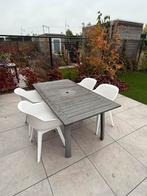 Tuinset met 4 witte stoelen, Ophalen, 4 zitplaatsen, Gebruikt, Eettafel
