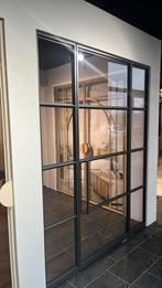 Stalen taasdeur met dubbele zijlicht blank glas, Ophalen, 215 cm of meer, Binnendeur, Glas