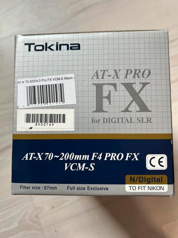 Tokina AT-X 70-200 f4 PRO FX beschikbaar voor biedingen