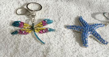 schitterende sleutelhanger VLINDER, VIS, met veel strass beschikbaar voor biedingen