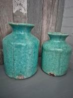 Twee leuke turquoise vazen, Ophalen of Verzenden