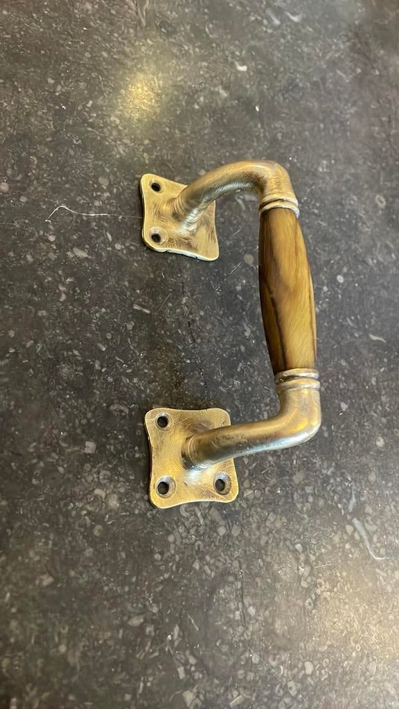 1x Schuifraamgreep Hoorn & messing 1900 raamgreep deurgreep, Ophalen of Verzenden