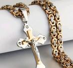 Koningsketting Met Kruis Met Steentjes, Sieraden, Tassen en Uiterlijk, Ophalen of Verzenden, Nieuw, Goud, Overige materialen