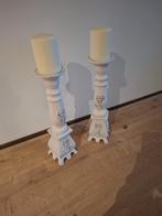 Set van 2 witte kandelaars, Ophalen, Wit, Zo goed als nieuw, Metaal