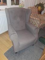 Te koop: fauteuil grijs met gecapitonneerde rug, Huis en Inrichting, Fauteuils, Ophalen, Zo goed als nieuw, Stof, 50 tot 75 cm