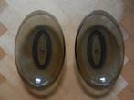 Copier, Leerdam twee ovale bruine schalen colopal, b 30,1 cm, Ophalen of Verzenden