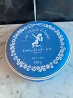 Pastelblauw rond talkpoeder blikje met poederdons Les Fleurs, Ophalen of Verzenden, Zo goed als nieuw, Overige typen