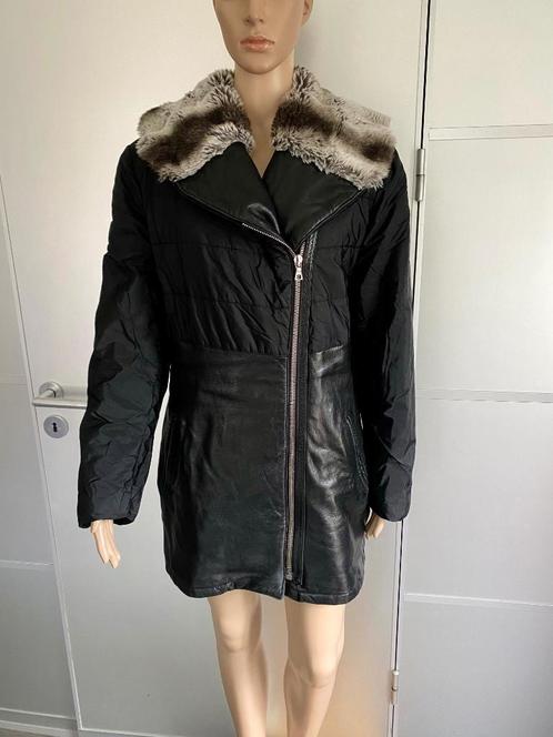 i586 Echt-leren jas maat L=42/44 winterjas parka zwart leer, Kleding | Dames, Jassen | Winter, Zo goed als nieuw, Maat 42/44 (L)