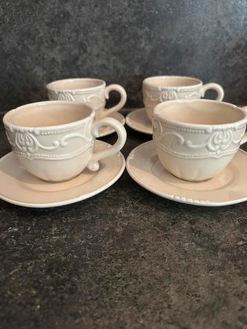 4 x kop en schotel Countryfield beige beschikbaar voor biedingen
