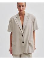 Cremekleurige Second Female blazer met korte mouwen, Verzenden, Zo goed als nieuw, Beige