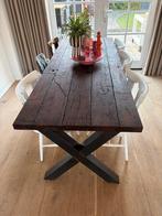 Robuuste zelfgemaakte tafel van wagonplanken – 210 x 80 cm, Ophalen, Rechthoekig, 200 cm of meer, 50 tot 100 cm