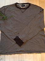 Tommy Hilfiger gestreepte heren longsleeve XL – Bruin/Wit, Kleding | Heren, Grote Maten, Verzenden, Zo goed als nieuw, Grijs, Trui of Vest