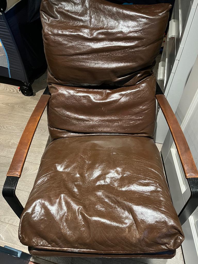 Nette leren stoel, Ophalen, Gebruikt, 75 tot 100 cm, Leer