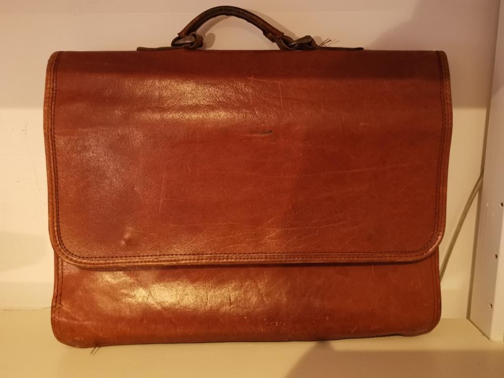Laptoptas bruin leer (Pauw Amsterdam), Ophalen of Verzenden, 14 inch, Zo goed als nieuw, Aktetas