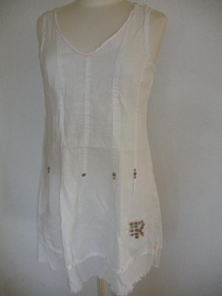 INDIAN ROSE zonne jurk wit linnen maat S - nieuw -, Kleding | Dames, Maat 38/40 (M), Wit, Nieuw, Ophalen of Verzenden