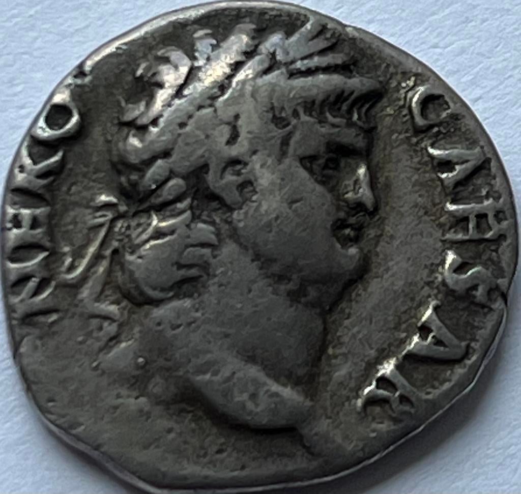 Romeinse Rijk zeldzame denarius Nero kolophos type, Ophalen of Verzenden, Overige landen, Losse munt, Zilver