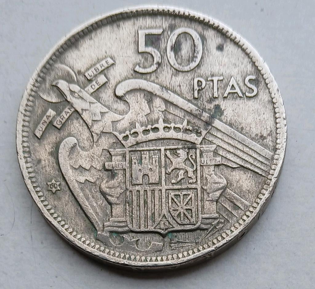 50 Pesetas munt Spanje 1957, Postzegels en Munten, Munten | Europa | Niet-Euromunten, Ophalen of Verzenden, Overige landen