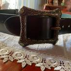 MOOIE GROENE STUGGE LEREN DAMESRIEM MET BRONSKLEUR GESP, Overige kleuren, 3 tot 5 cm, Echt leder, 90 tot 100 cm