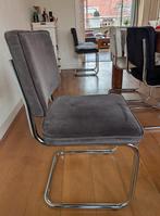 Set van 6 vintage buisframe stoelen (ribstof), Ophalen, Industrieel, Vintage, Retro, Bauhaus, Mid-century, Sledestoel, Gebruikt