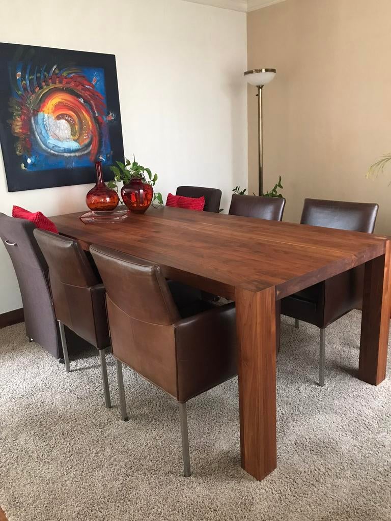 Kluskens massief notenhouten tafel, Huis en Inrichting, Tafels | Eettafels, Ophalen, Zo goed als nieuw, Rechthoekig, 50 tot 100 cm