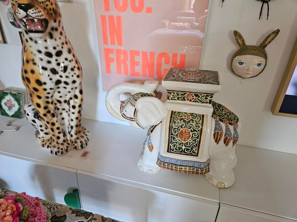 VINTAGE Olifant kruk / plantentafel keramiek, Ophalen of Verzenden