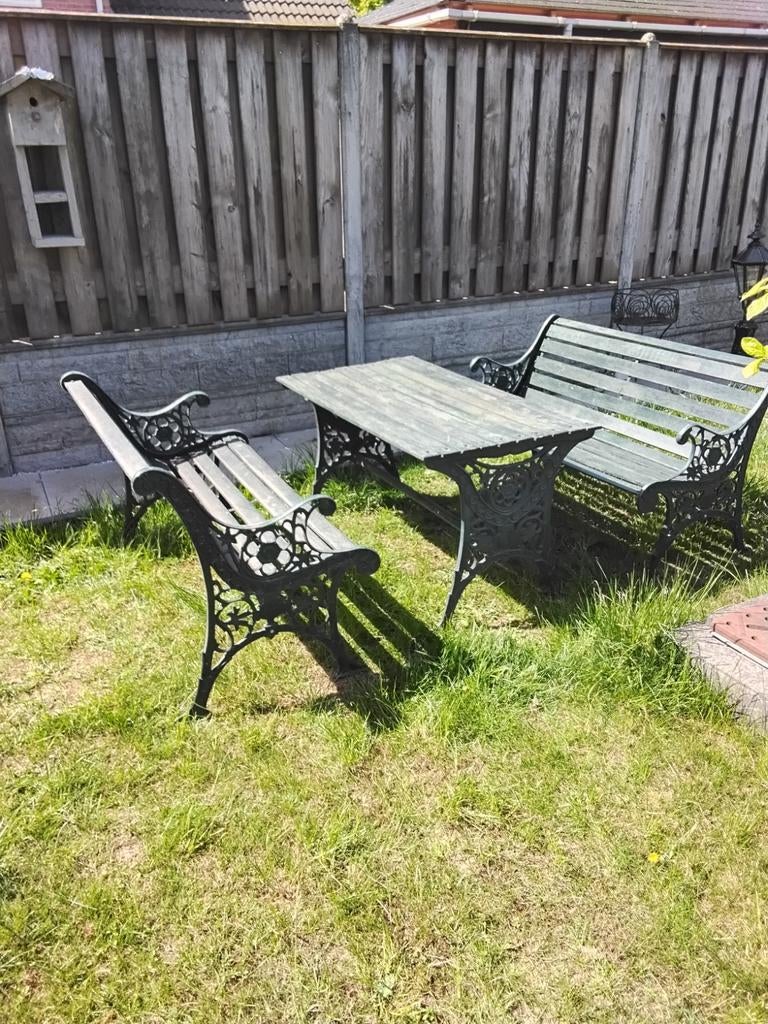 Gietijzeren tuinset, Tuin en Terras, Tuinsets en Loungesets, Ophalen, Gebruikt, Overige materialen, Bank