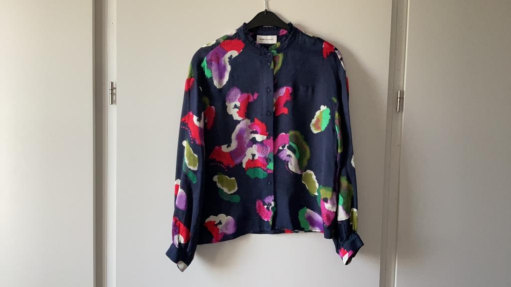 Pom Amsterdam blauwe blouse lange mouw mt.38, Verzenden, Zo goed als nieuw, Maat 38/40 (M), Blauw