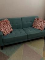 Groene 2-zitsbank met sierkussens, Huis en Inrichting, Ophalen, Gebruikt, 150 tot 200 cm, Tweepersoons