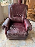 Leren relaxfauteuil - Bordeauxrood, Huis en Inrichting, Fauteuils, Ophalen, Gebruikt, Leer, 75 tot 100 cm