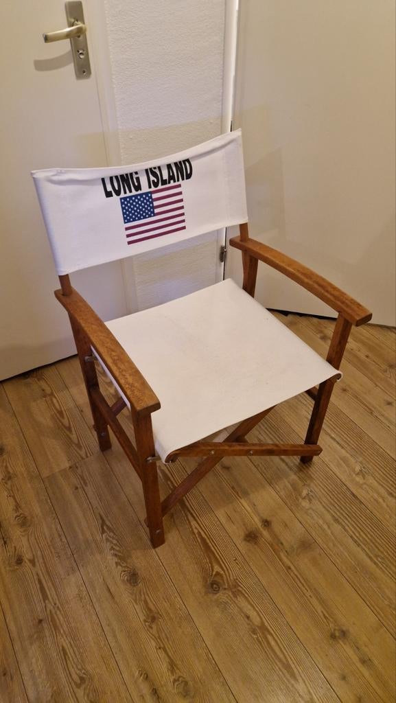 Long Island Regisseursstoel - Wit met Houten Frame, Wit, Ophalen of Verzenden, Stof, Eén