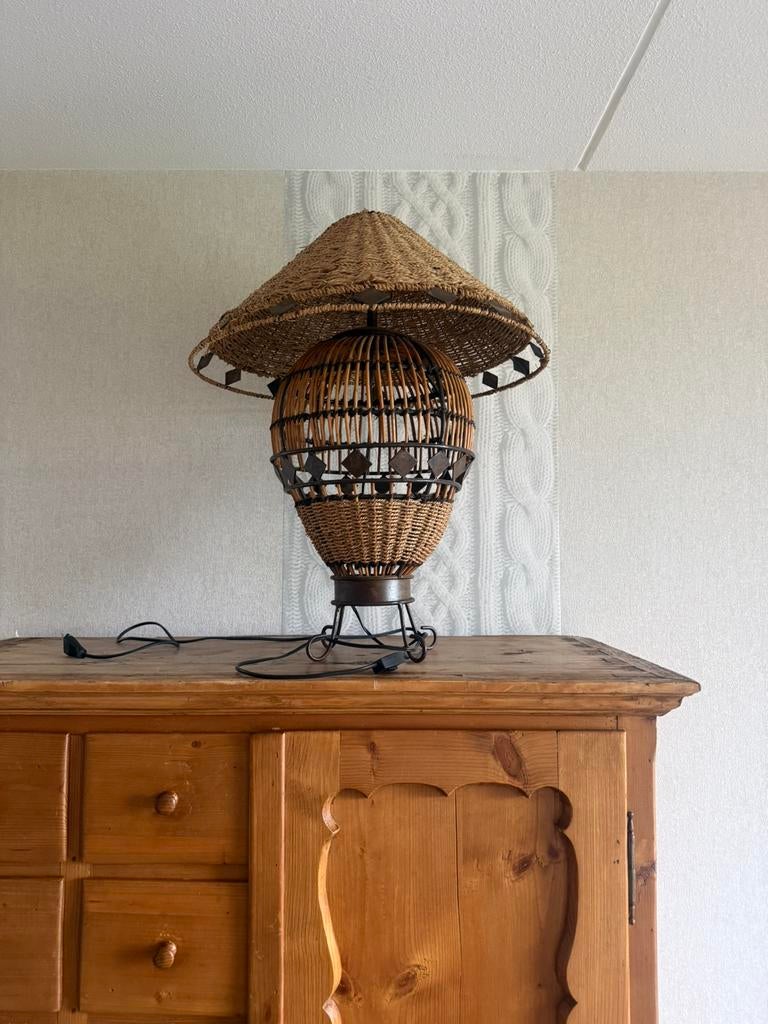 Rieten lamp, Ophalen of Verzenden, Zo goed als nieuw, Minder dan 50 cm