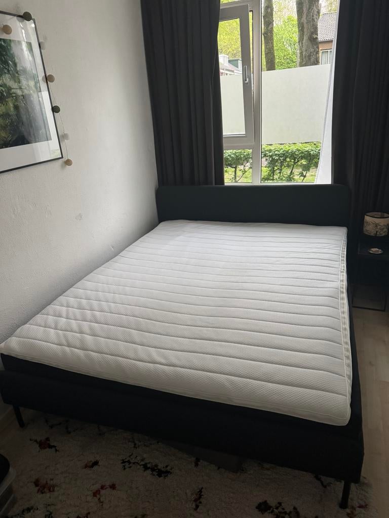 Slattum bed IKEA - 160x200 cm, Ophalen, Tweepersoons, Zo goed als nieuw, Grijs