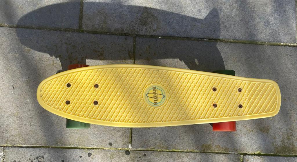 Miniboard Skateboard Geel met Gekleurde Wielen, Ophalen, Gebruikt, Skateboard