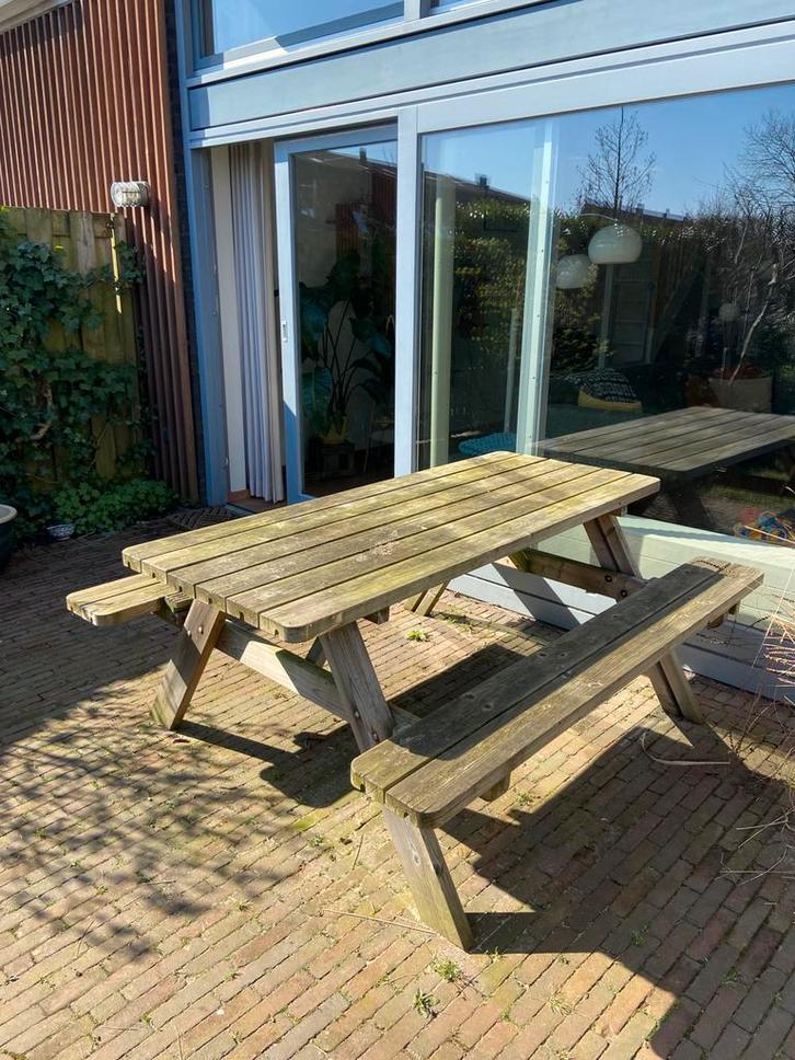 Picknicktafel, Tuin en Terras, Picknicktafels, Gebruikt, Rechthoekig, Hout, Ophalen