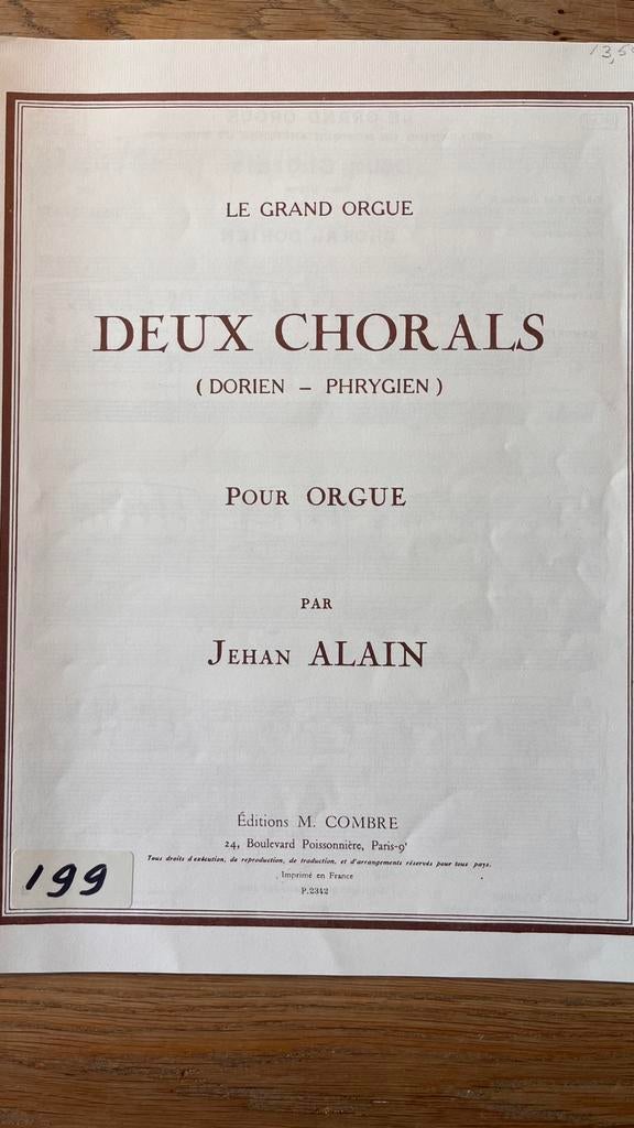 Bladmuziek orgel - Deux Chorals voor orgel door Jehan Alain, Muziek en Instrumenten, Bladmuziek, Orgel, Klassiek, Ophalen of Verzenden