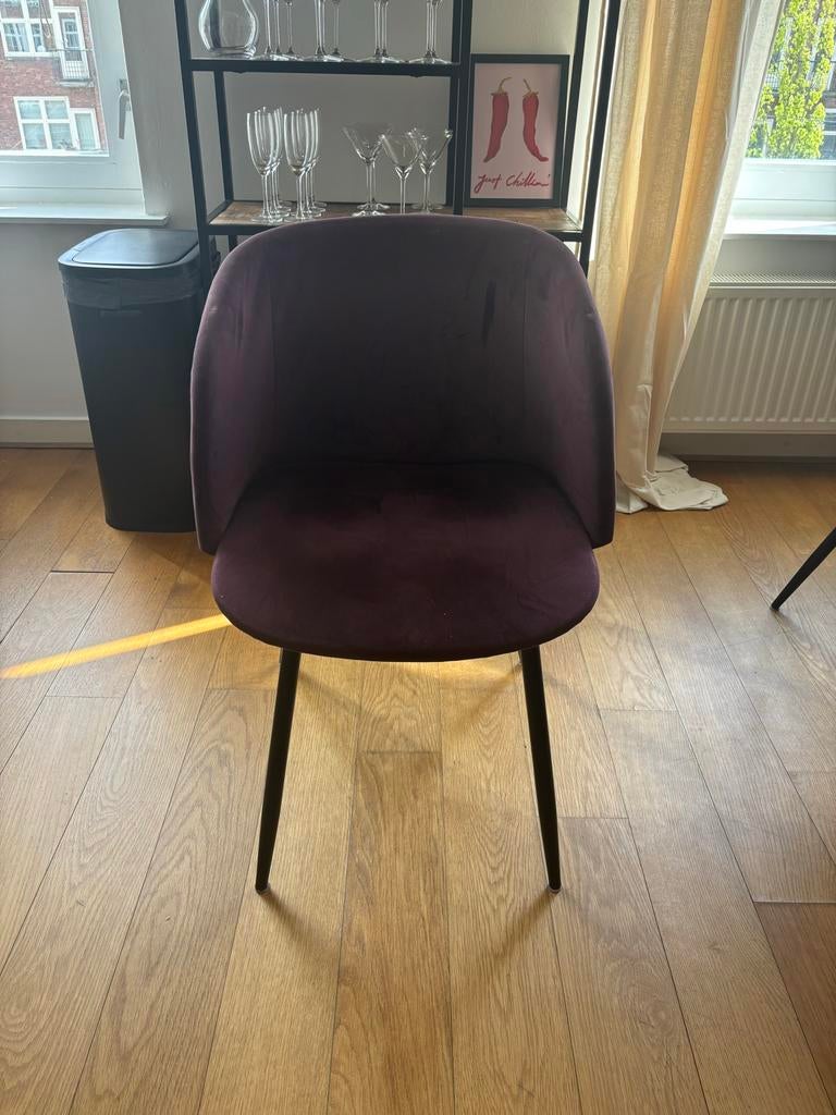 Set van 4 velvet eetkamerstoelen, Ophalen, Gebruikt, Overige kleuren, Vier