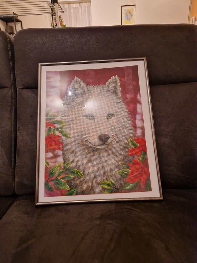 Diamond Painting Wolf in lijst, Ophalen of Verzenden, Zo goed als nieuw, Overige typen