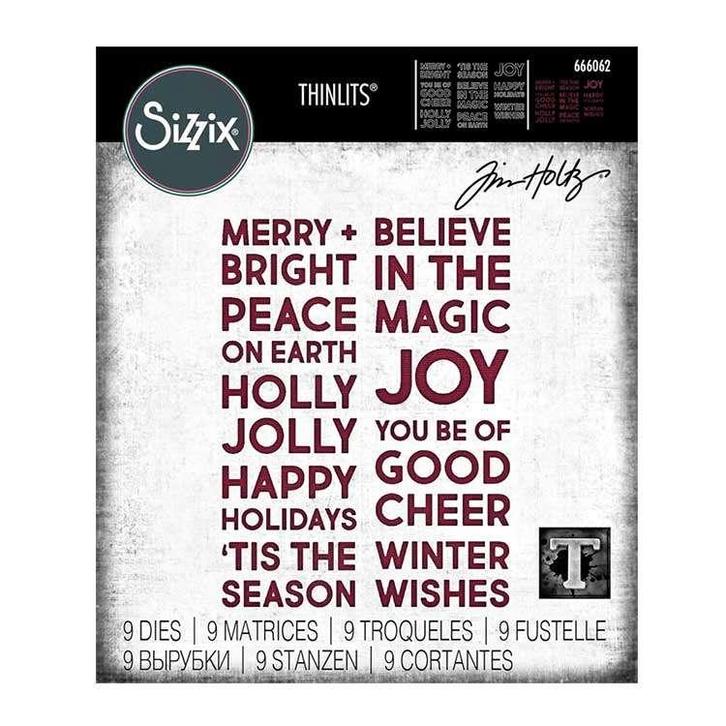 Sizzix Tim Holtz Thinlits Bold Text Christmas #666062, Hobby en Vrije tijd, Scrapbooking, Nieuw, Frame of Mal, Sizzix, Verzenden